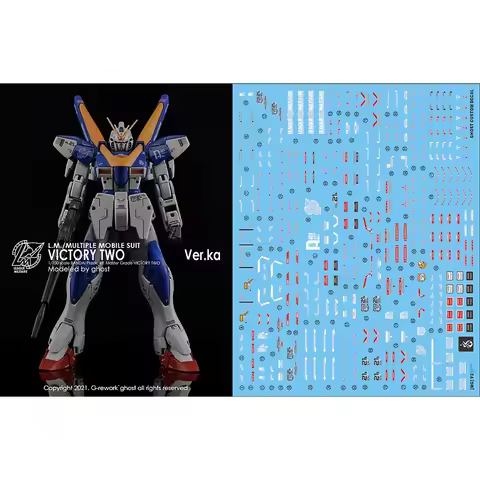 YAN Water Decals for MG 1/100 Victory Two V2 Ver.ka Fluorescent Water Sticker Mobile Suit Model Buil