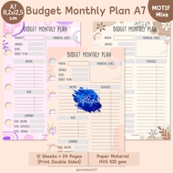 Planner Book Refill Binder Budget Monthly Plan Premium Motif A7