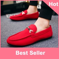 【High Quality】White แบนผ้าใบรองเท้าผู้ชาย 2022 ใหม่อังกฤษแฟชั่นสบายๆรองเท้าผู้ชายขี้เกียจรองเท้า Loa