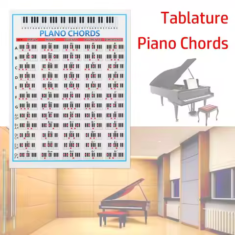 Large Chord Chart Keyboard Instruments Fingering Diagram 88 Key Beginner Tablature Piano Chords Prac