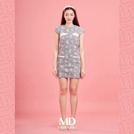 Missmoda รุ่น MC-241TD031 ชุดเดรสลายดอกทรงAแต่งอะไหล่กระเป๋า มี 2 สี สีชมพูและสีดำ