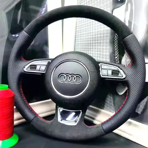 Braid Black Suede Car Steering Wheel Cover for Audi A1 8X A3 8V Sportback A4 B8 Avant A5 8T A6 C7 A7