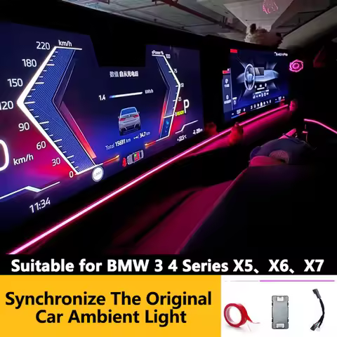 LED for BMW Instrument Ambient Lighting for BMW 2/3/4/7 Series X5 X6 X7 M3 M4 G20 G22 G80 G82 Curved