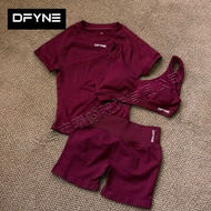 DFYNE New Color Three-Piece Short-Sleeved Bra Shorts Training Fitness Seamless Yoga Outdoor Fitness 