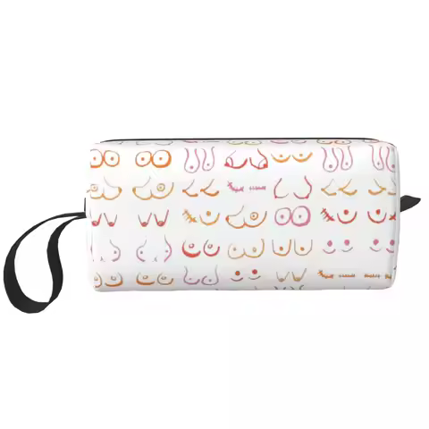 Neon Boobs Drawing Makeup Bag Cosmetic Organizer Storage Dopp Kit Toiletry Cosmetic Bag for Women Be