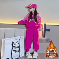 3-14Y Bộ đồ bé gái nhung dày Bộ đồ hai mảnh thời trang thu đông mới dành cho trẻ từ trung niên trở l