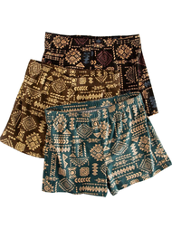 3 Retro Dân Tộc In Quần Lót Boxer Nam Bộ Thoáng Khí Ô Rô Quần Áo Nhà Quần Lót Dệt Kim Polyester Span