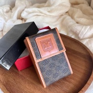 稀有中古品Vintage Celine 凱旋門徽章棕花卡片盒零錢包