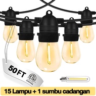 15 Meter 16 Lampu Kabel Sdh Lampu Outdoor E27 Led Tahan Air Lampu Komplit Lampu Hias Cafe Lampu Cafe
