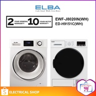 ELBA 8KG Front Loading Washer EWF-J8020IN(WH) / EWFJ8020IN + 9kg Condenser Dryer ED-H9151C(WH) / EDH