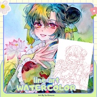 Line art watercolor coloring pages, 300gsm thick cold press paper, size a5 P3