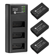 FirstPower LP-E17 Battery 3-Pack and Triple Slot Charger for Canon EOS RP, R10, R8, R50, Rebel T8i, 
