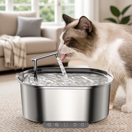 3.2L Rojeco Cat Drinking Fountain Automatic 304 Stainless Steel Pet Water Fountain Ultra Quiet Pump 