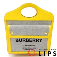 Burberry Logo Pocket 2-Way Shoulder Bag 8047352 Canvas/Leather Women's Shoulder Bag Gray/Yellow [Pre