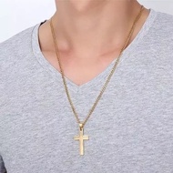 Kalung Rantai Liontin Salib Cantik Lapis Emas 24k Anti Karat Aksesoris Terlaris