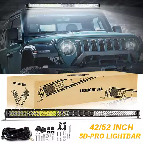 AUXBEAM 42/52 Inch 5D-PRO LED Work Light Bar Spot & Flood High Brightness Work Lamp Bar for Truck Of