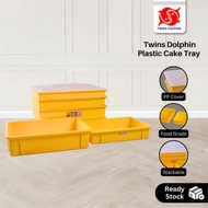 Twins Dolphin Plastic Cake Tray / Bread Tray / Bakery Tray / Food Tray / Yellow Tray / Cover / Penut