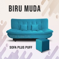 Sofa Bed Pilowtop | Minimalis Elegan. Tambahan 1 STOOL/kursi kotak kecil. Sofa Lipat/Sofa santai/Sof