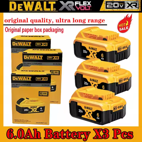 100% Genuine Dewalt 20V Battery 2AH 5AH 6AH Rechargeable Lithium Ion Battery Dewalt DCB200 DCB206 Po