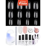 Aillsa Nail Tips&Glue Gel kit, with TOP Coat, Nail Dehydrator, 240pcs Coffin Nail Tips, Nail Glue, N