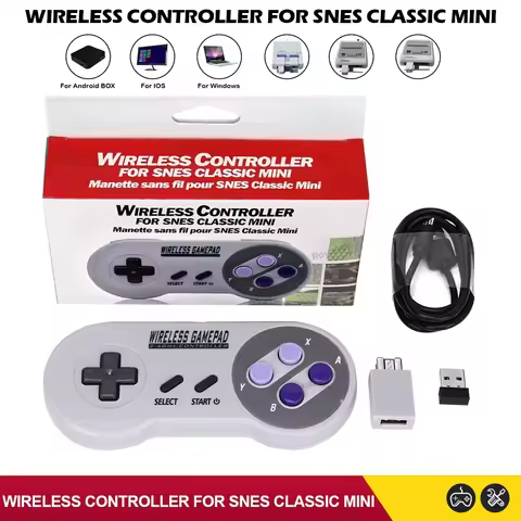 2 Reciever Game Controller Wireless Purple Button 2.4G Gamepad Joypad Joystick Compatible for SNES M