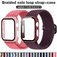 2 in 1 Braided Nylon Strap + PC Case for Apple Watch 7 6 SE Series Strap 41mm 45mm 40mm 44mm Strap, Hard Case for Iwatch 5/4/3/2 38mm 42mm Smart Watch T500 T55 W34 X7 D20