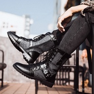 KY/16 Autumn and Winter Dr. Martens Boots Fashionable Boots Trendy Korean Style Men's Leather Boots Fleece-lined Warm Wo