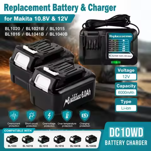 [New] [BL1021B] for Makita BL1020 BL1016 BL1015 BL104 DF331D Power Tool 12V Rechargeable