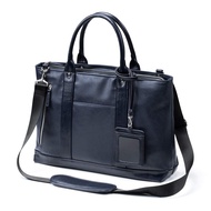 Sanwa Direct Business bag large capacity A4 storage with shoulder strap and pass case Navy 200-BAG17