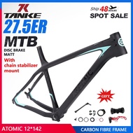 TANKE 27.5er MTB carbon bike frame disc brake matte Mountain bicycle frames 142 non-boost frameset with chain stabilizer mounting support cycling parts