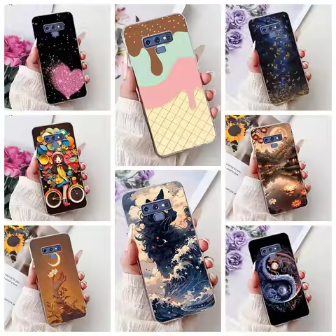 Clear For Samsung Note9 Case Cute Cat Fashion Luxury Painted Soft Cover Phone For Samsung Galaxy Not