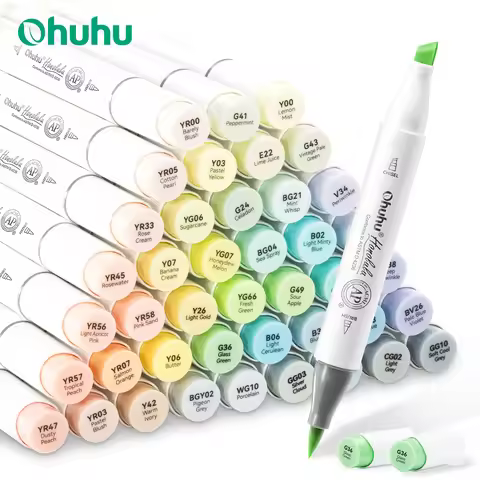 Ohuhu Honolulu New 48 Pastel Colors Marker Pen Set Alcohol Art Markers Blossoming Dual Tips Sketchin