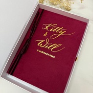 【客制】紅色 絲絨 結婚證書套 定制 西洋書法 名字設計 婚宴