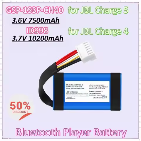GSP-1S3P-CH40 ID998 3.6/3.7V 7500/10200mAh for JBL Charge 5 / Charge 4 (Q Version) Wireless Bluetoot