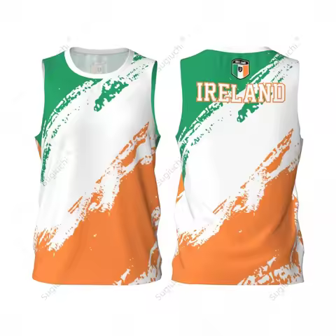 Men Basketball Sports Ireland Flag Running Fitness Multifunction Sleeveless shirt Custom Name Nunber