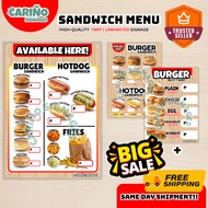 Laminated Burger, Hotdog, Fries & Sandwich Menu Signage | Hotdog & Sandwich Tarpaulin