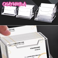 CHAYUMDA 1Pcs Business Card Box, Acrylic Plastic 1/2/3 Grids Bussiness Card Holder, Durable School O