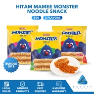 [Bundle of 8] HITAM Mamee Monster Noodle Snack 25g - Crunchy HALAL Noodle Snack, Ready to Eat