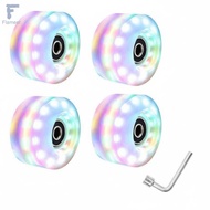 [Flameer] LED Illuminated Roller Skate Wheels 82A PU Shock Absorption Inline Skates Wheels for Frees