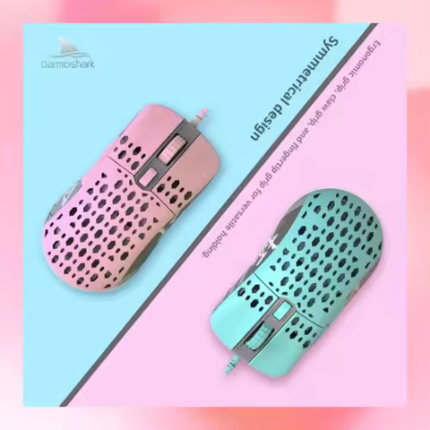 Darmoshark M1 Esports Game Wired Pmw3389 Ic Mouse Pink Office Design Hollow Lightweight Mouse Surpri