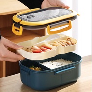 HOMEFAVOR Lunch Box 1200ml 2-Tier Leak-Proof 3-Section Grid Food Container HF225