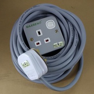 10M ---15M HEAVY-DUTY EXTENSION SOCKET WITH 1GANG METAL CLAB 13AMP SWITCH SOCKET,WIRE 3 CORE 40x0.76