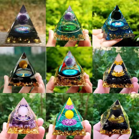 Orgonite Pyramid Healing Crystals Energy Generator Amethyst natural stone pendulum Reiki Chakra Medi