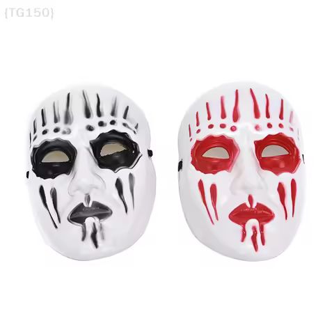【De】Slipknot Joey Jordison Resin Mask & Women's Plume Rhinestone Mask - Lace Flower Half Face for Ha