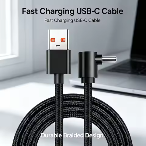 90 Degree Braided USB-C Cable 100W Fast Charging L-Shape Elbow Type C to C/A Cord for iPhone Samsung