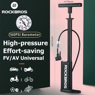 ROCKBROS Bike Pump High Pressure 160PSI  Scharder/Fresta Valve Air Pump For Motorcycle Car Bicycle Scooter With Barometer Air Pump