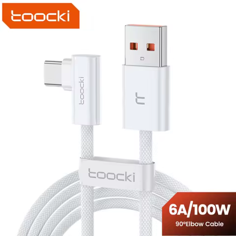 Toocki 100W Elbow 90 Degree USB A to Type C Fast Charging Cable 6A USB C Data Cable For Huawei Samsu