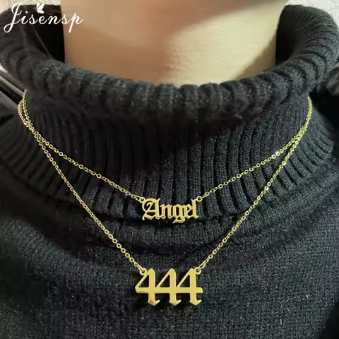 Stainless Steel Angel Number Necklace 111 333 222 555 666 444 888 999 777 Lucky Number Pendant Neckl