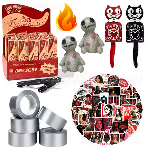 2026 Obsessed Movie Inspired Prop - One Wish Willow & Obsessed Sticker & Cat Clock &Silver Duct Tape