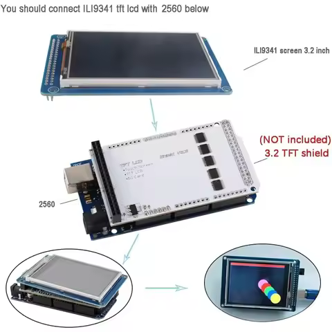 3.2 inch ILI9341 TFT LCD Display Module with Resistive Touch 320x240 Resolution SD Card Slot 65K Col
